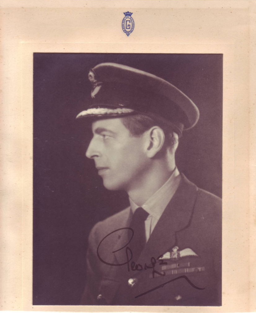 GEORGE; DUKE OF KENT. Photograph Signed, George, bust portrait showing him in Royal Air Force uniform.